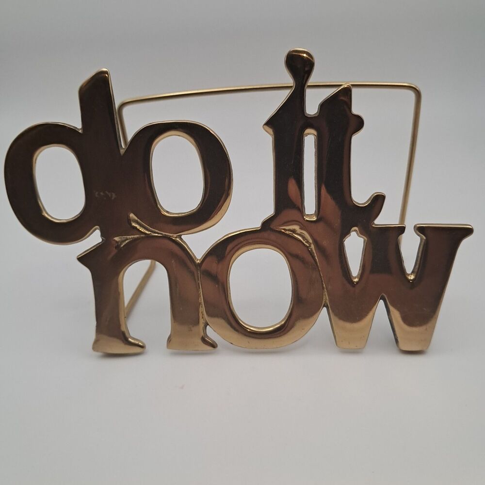 Vtg Brass DO IT NOW Letter Organizer Motivational Quote Office Desk Decor Metal